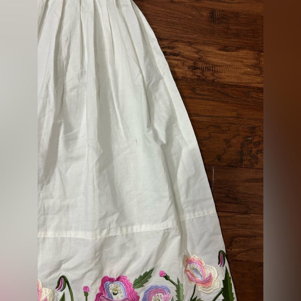 VTG Clues Midi Dress Sz 8 White Floral Embroidered Cottagecore Garden Tea‎ Party - Picture 9 of 16